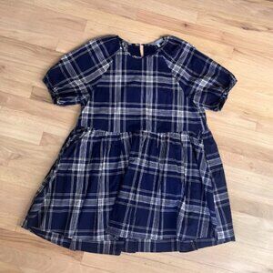 HILL HOUSE navy plaid Adeline mini dress